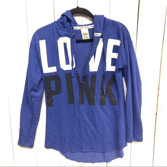 VICTORIA SECRET PINK sweater V-neck tunic blue womens xsmall - Picture 1 of 3